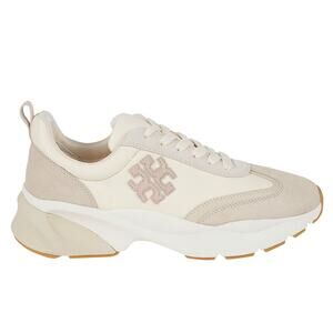 Tory Burch Shoes Women's Size 7.5 Beige Good Luck Logo Suede Low Top Sneakers